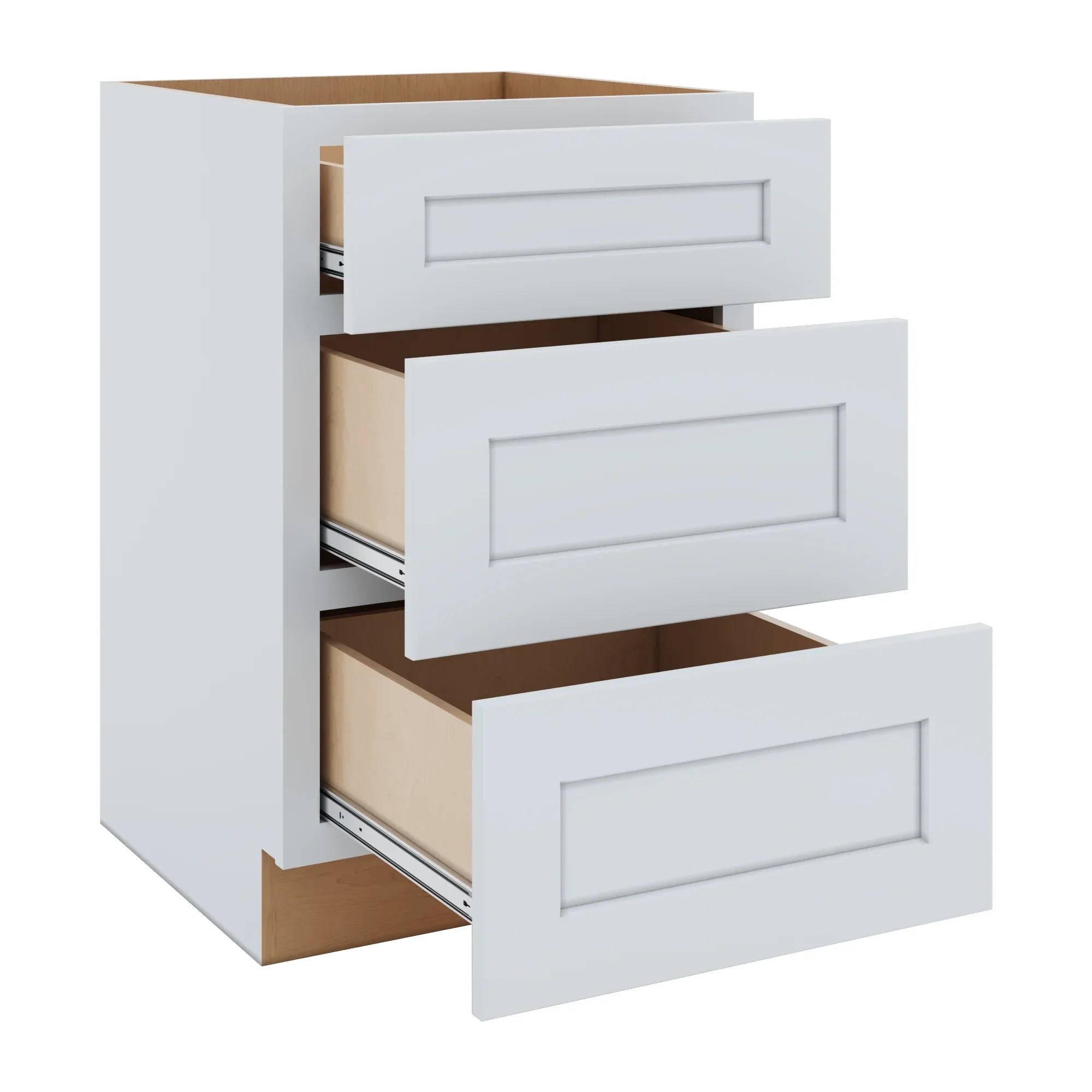 J&K White Shaker S8 Vanity 3 Drawer Base 21" W x 33" H x 21" D