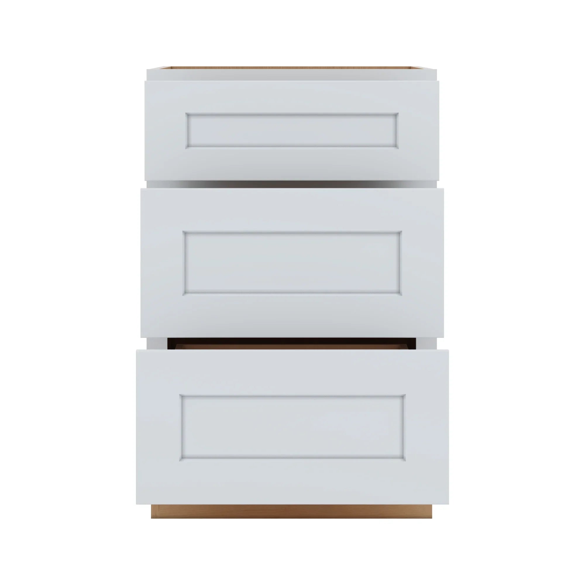 J&K White Shaker S8 Vanity 3 Drawer Base 21" W x 33" H x 21" D