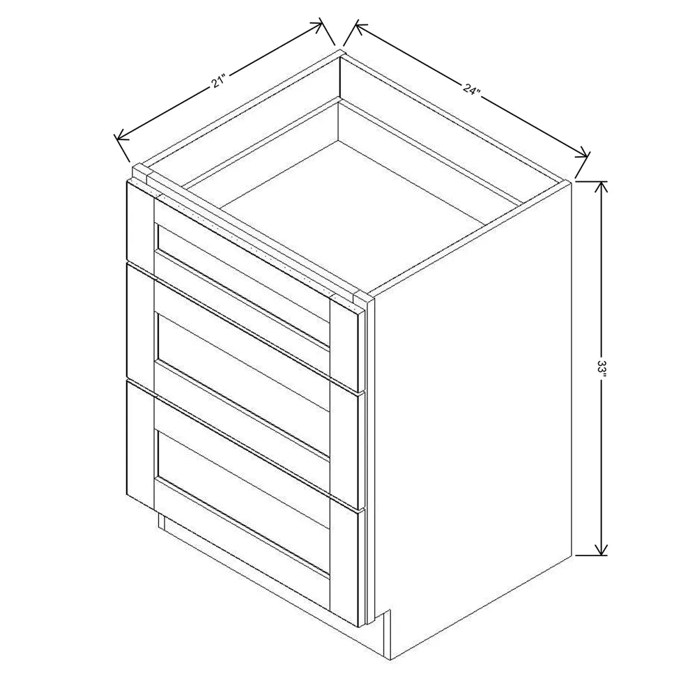 J&K Mahogany J5 Vanity 3 Drawer Base 24" W x 33" H x 21" D