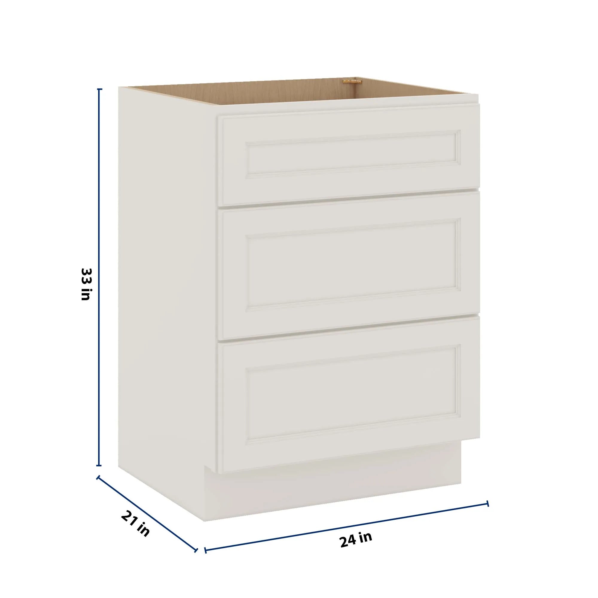 J&K Dove E1 Vanity 3 Drawer Base 24" W x 33" H x 21" D