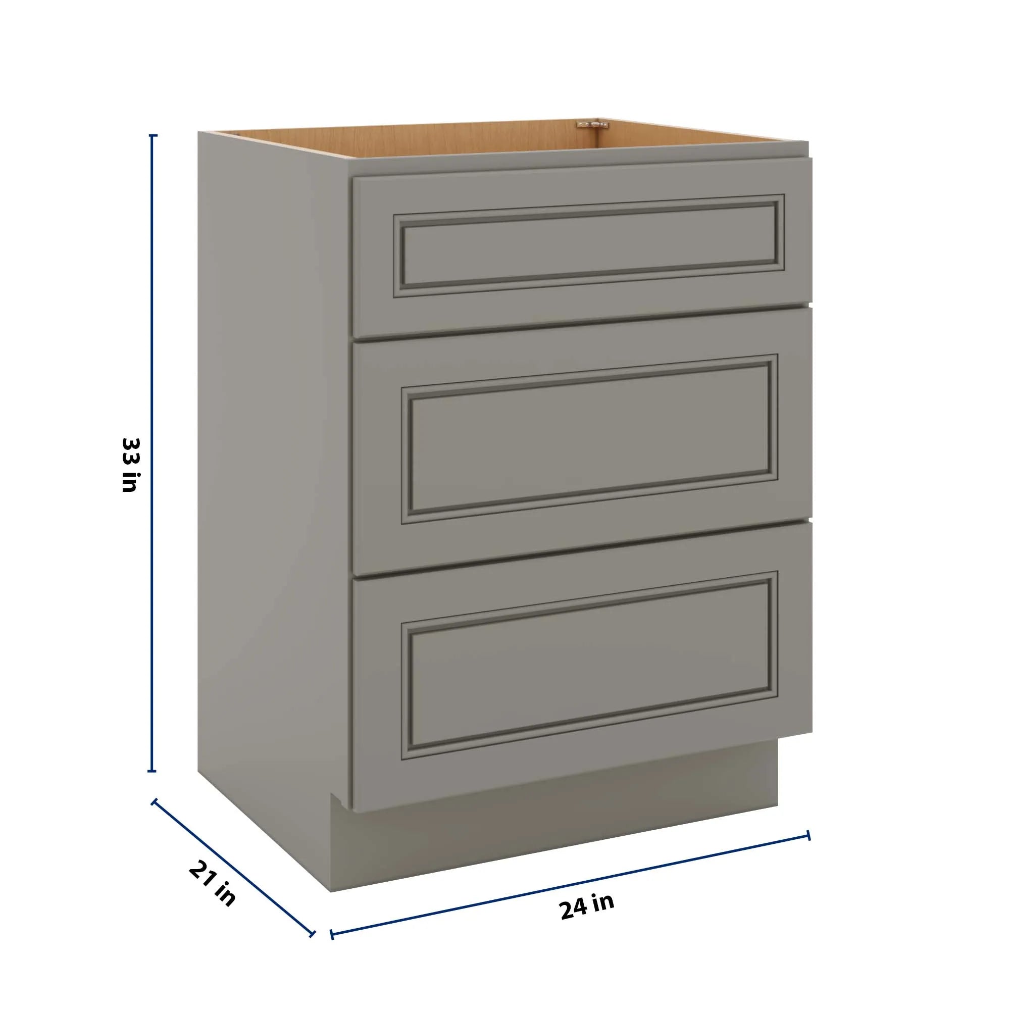 J&K Greige K3 Vanity 3 Drawer Base 24" W x 33" H x 21" D