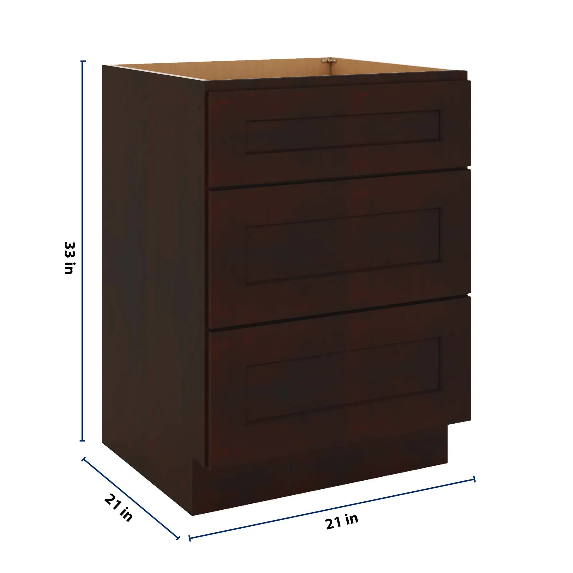 J&K Java Coffee S1 Vanity 3 Drawer Base 24" W x 33" H x 21" D