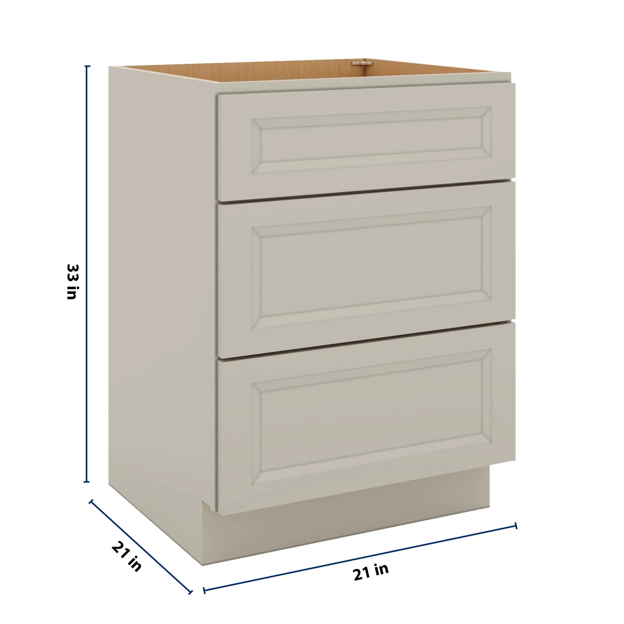 J&K Pebble B6 Vanity 3 Drawer Base 24" W x 33" H x 21" D