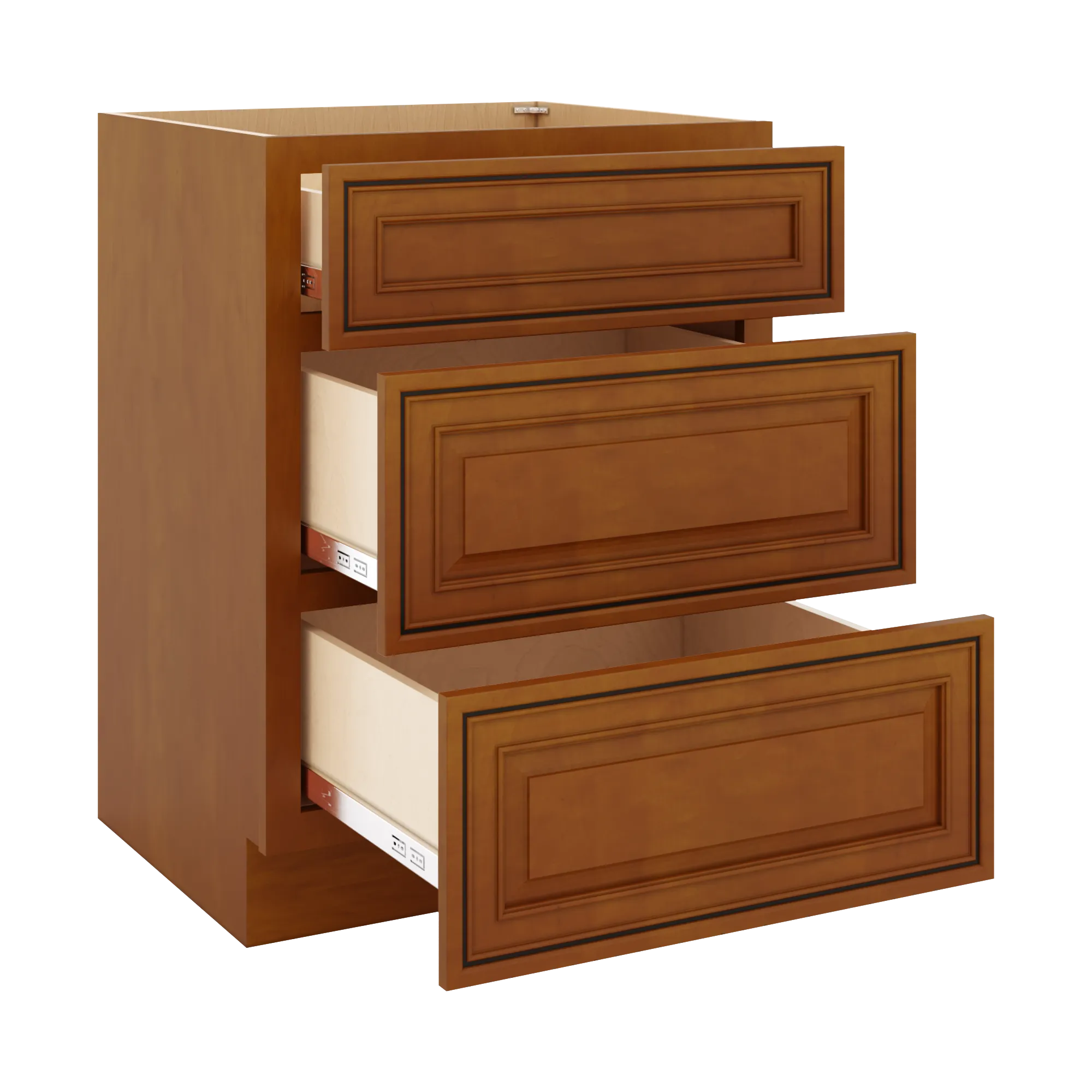 j k mocha glazed k10 vanity 3 drawer base 24 w x 33 h x 21 d