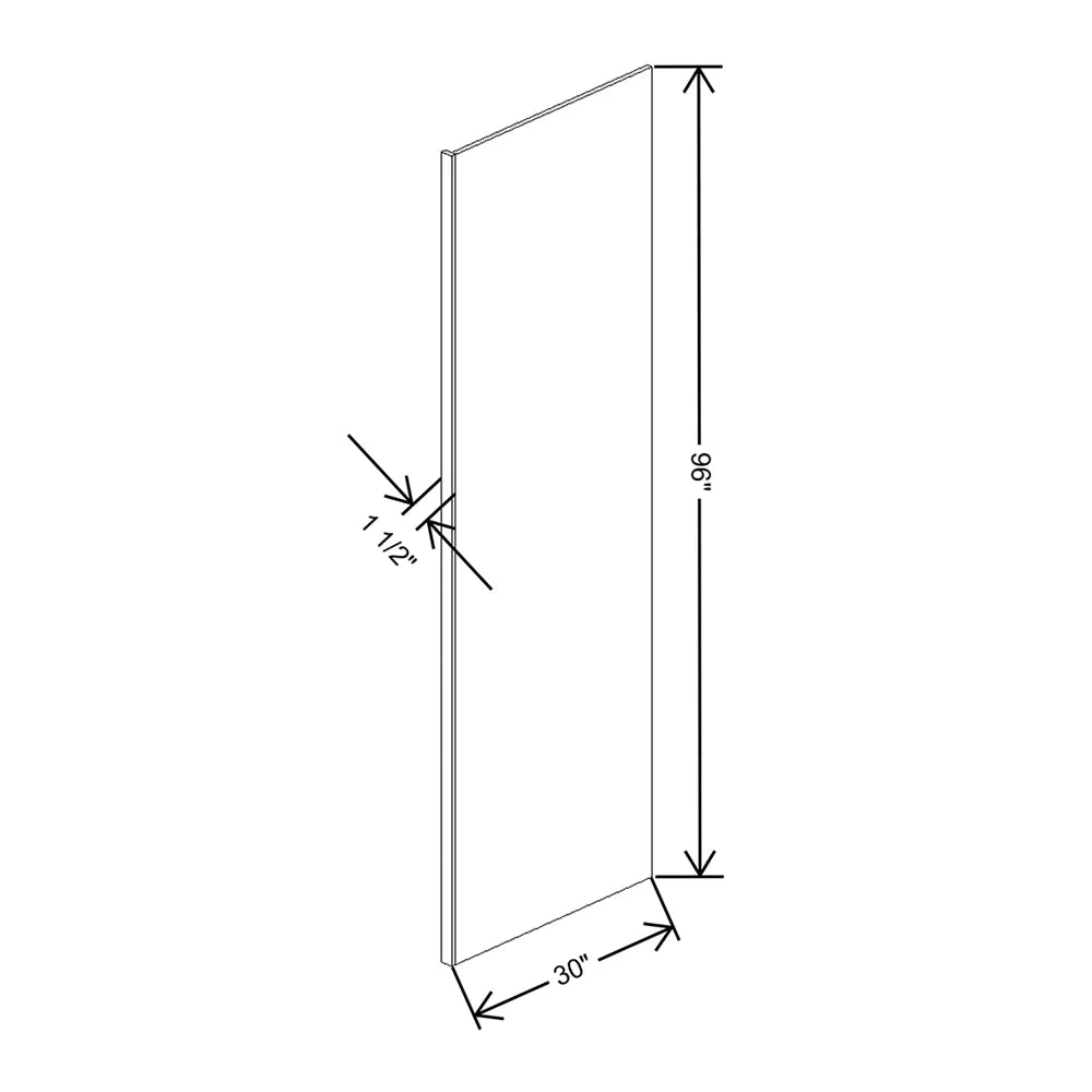 Kitchen Cabinet Distributors Shaker Designer White 5PC Tall End Panel - 1.5" W x 96" H x 30" D