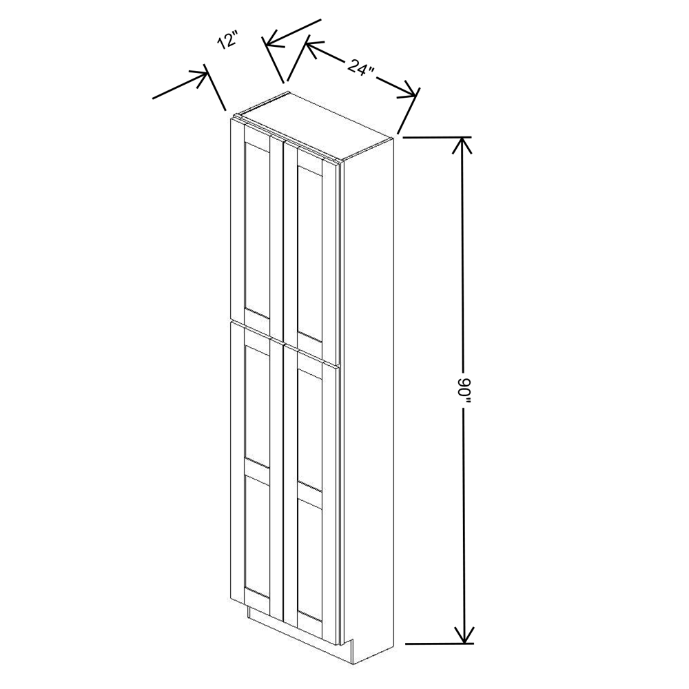 Fabuwood Allure Luna Kona 24"W X 90"H X12"D Tall Pantry