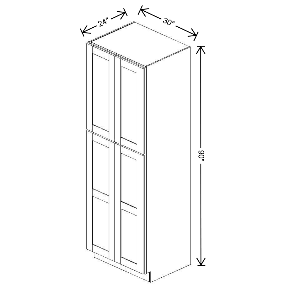 Fabuwood Allure Luna Kona Tall Pantry 30"W x 90"H Shaker Cabinet