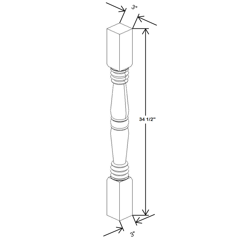 Kitchen Cabinet Distributors Shaker Designer White 5PC Turned Post - 3" W x 34.5" H