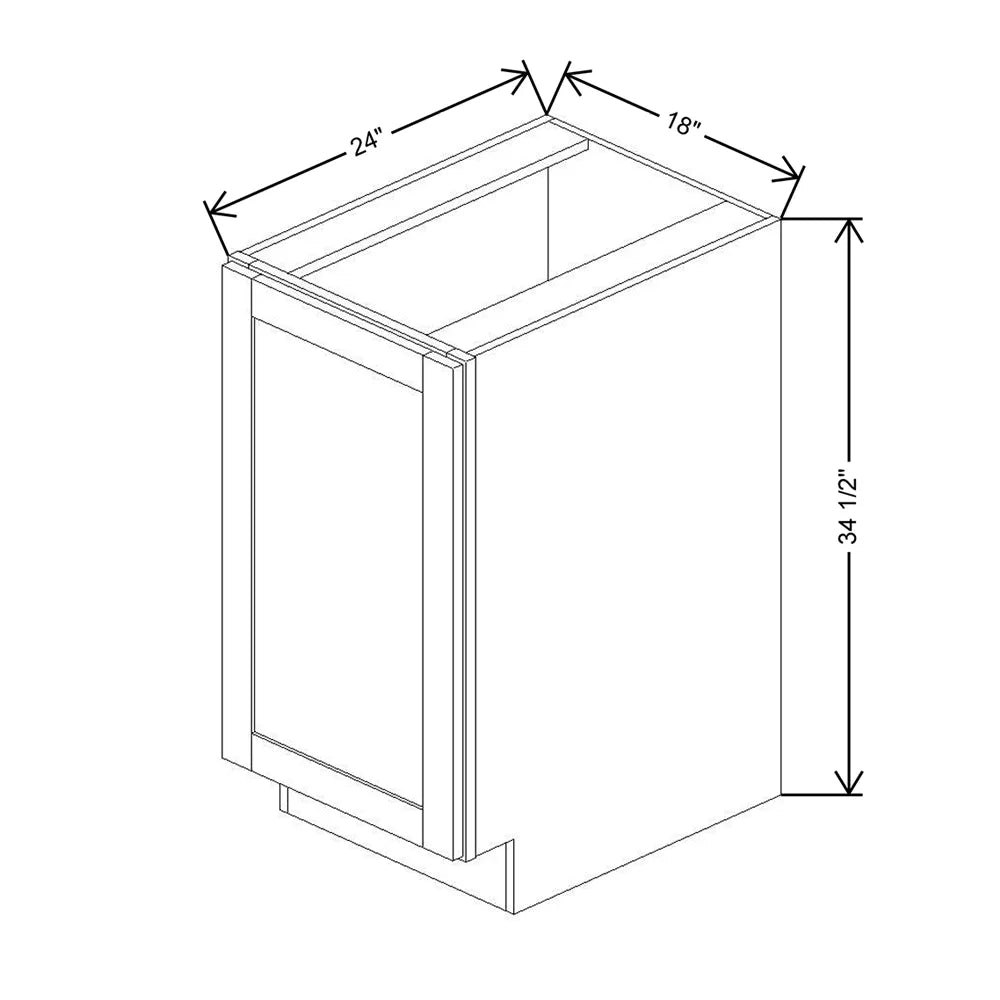 Kitchen Cabinet Distributors Shaker Designer White 5PC LL Trash Can Base w/ Full Ht Door -18" W w/ 1 Can