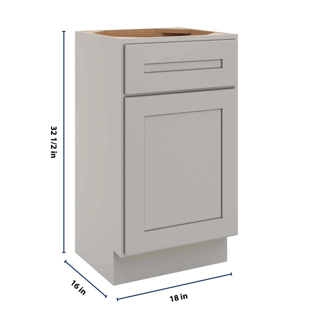 CNC Luxor 5-Piece Misty Grey 18" W Single Door Vanity Sink Base Cabinet