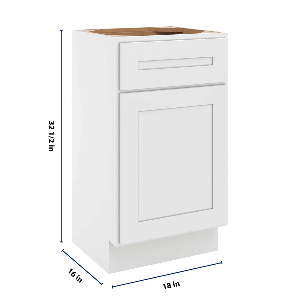 CNC Luxor 5-Piece White 18" W Single Door Vanity Sink Base Cabinet