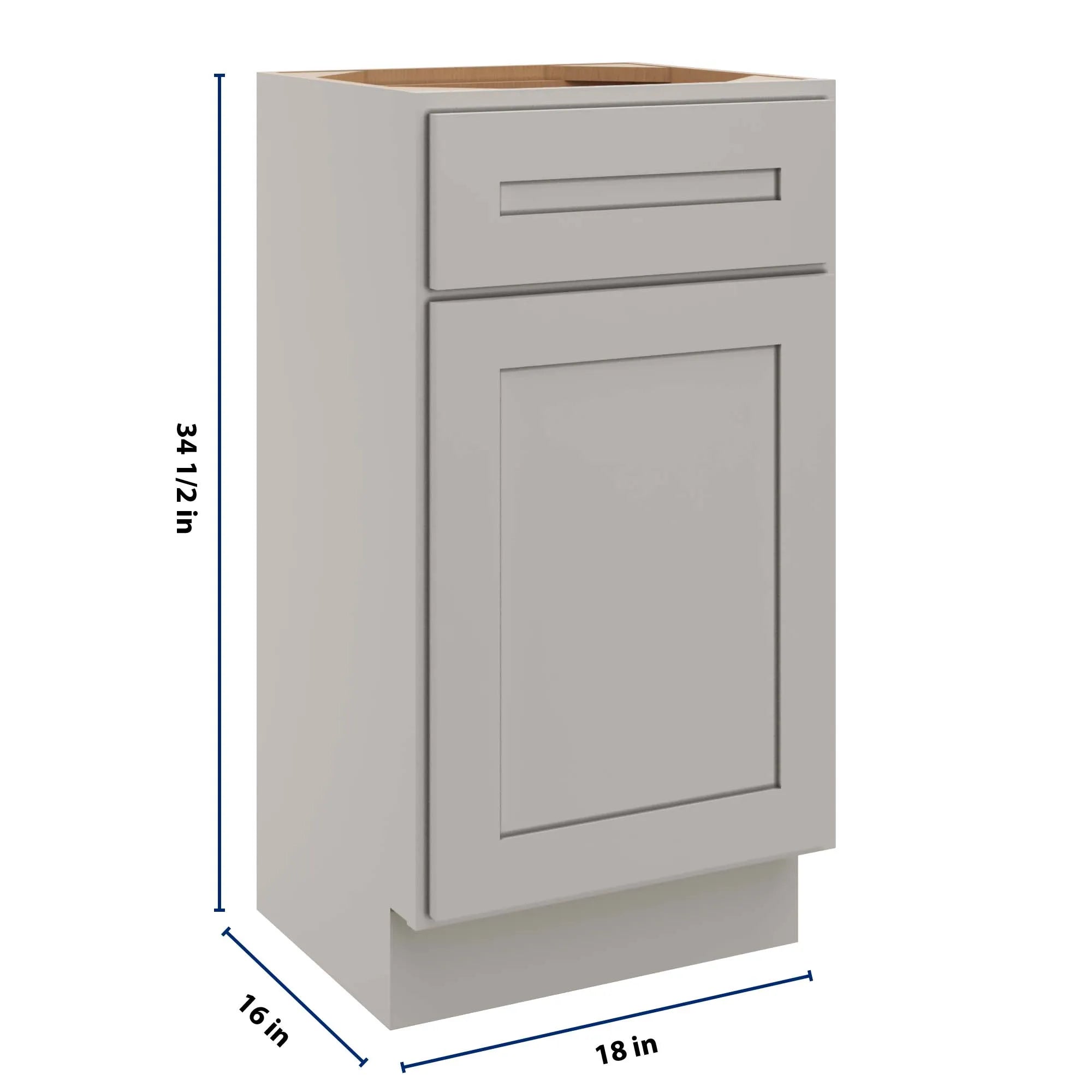 cnc luxor 5 piece misty grey 18 w x 34 1 2 h single door vanity sink base cabinet