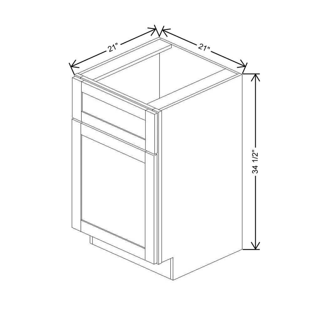 Kitchen Cabinet Distributors Shaker Designer White 5PC Single Door Vanity - 21" W x 34.5" H x 21" D