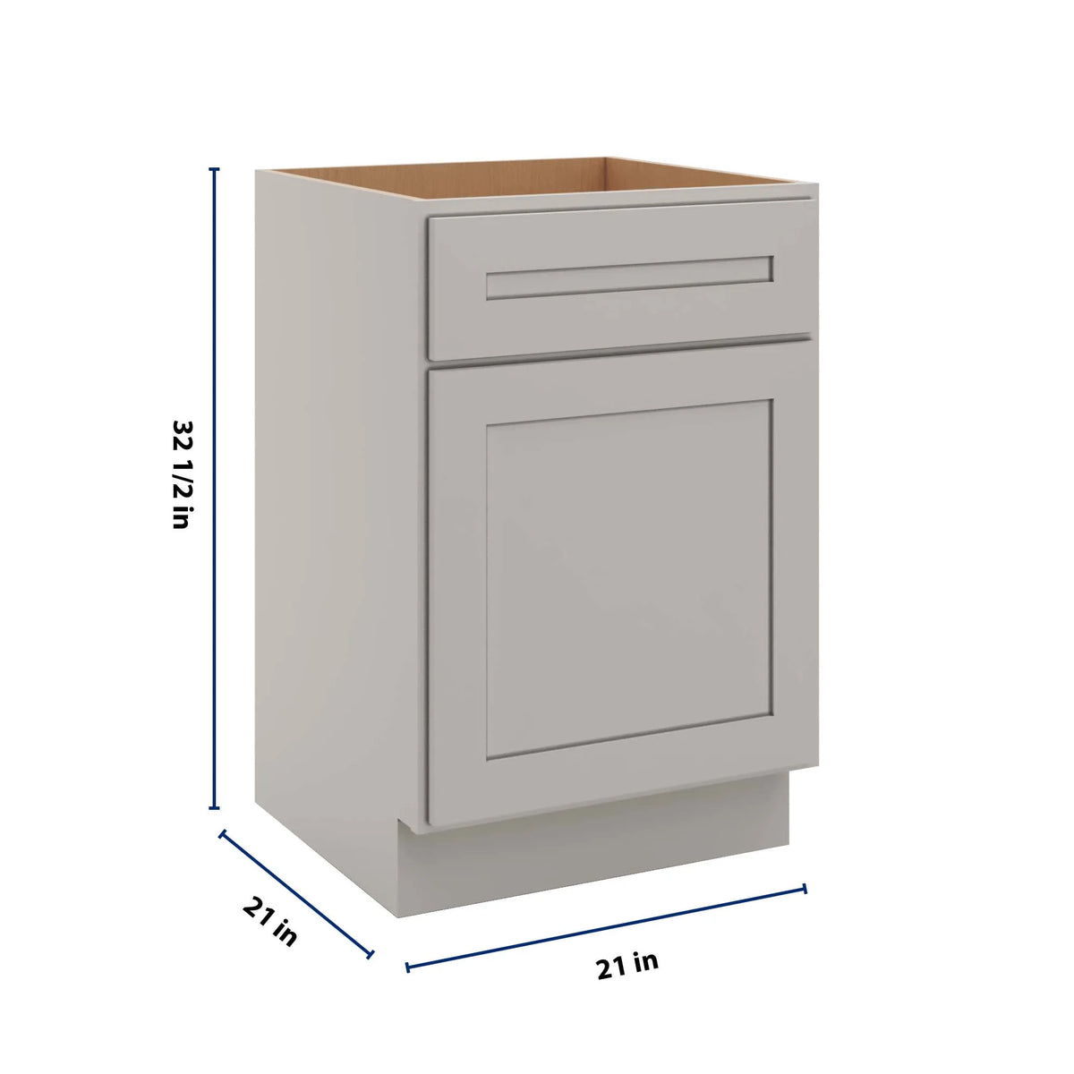 CNC Luxor 5-Piece Misty Grey 21" W Double Door Vanity Sink Base Cabinet