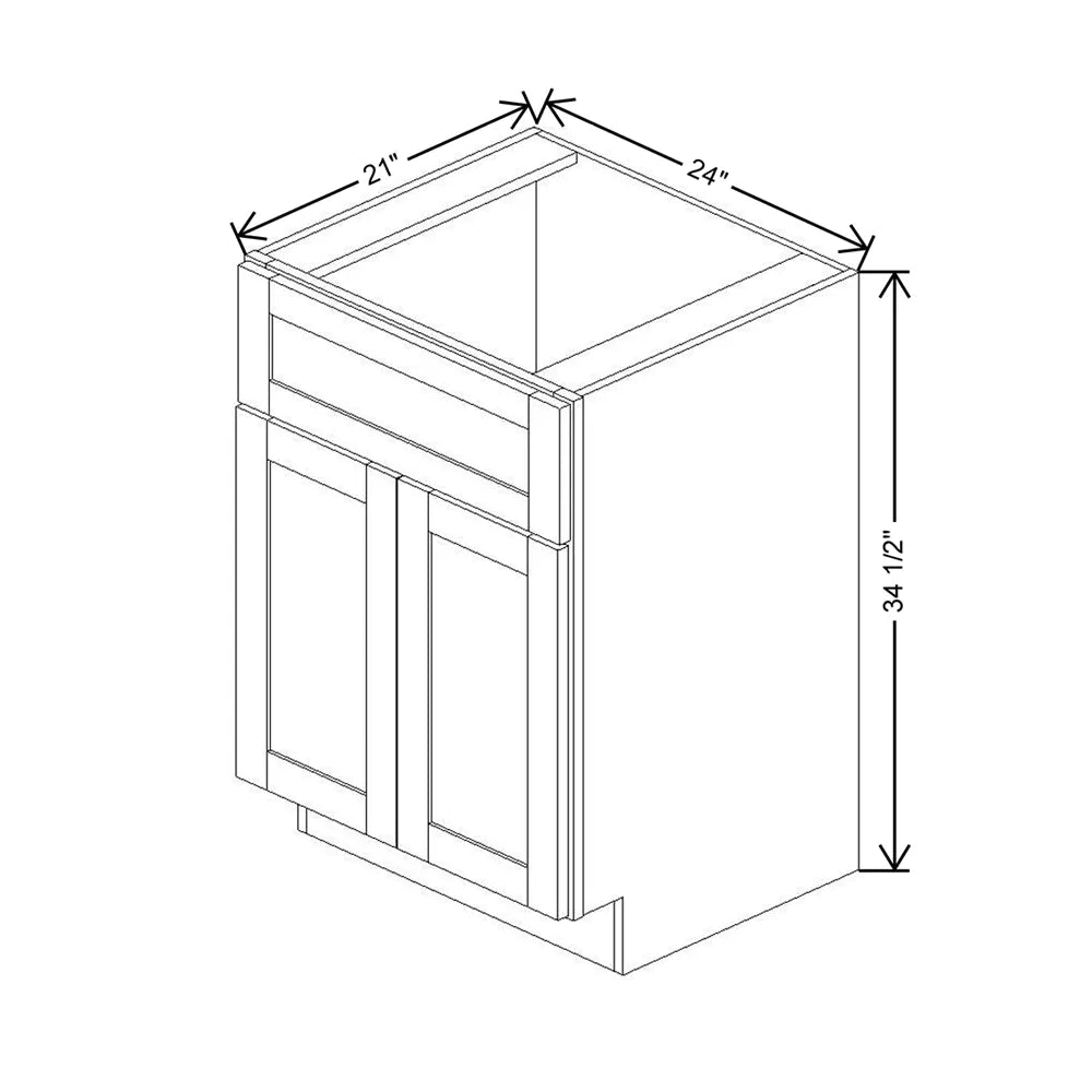 Kitchen Cabinet Distributors Shaker Designer White 5PC Double Door Vanity - 24" W x 34.5" H x 21" D