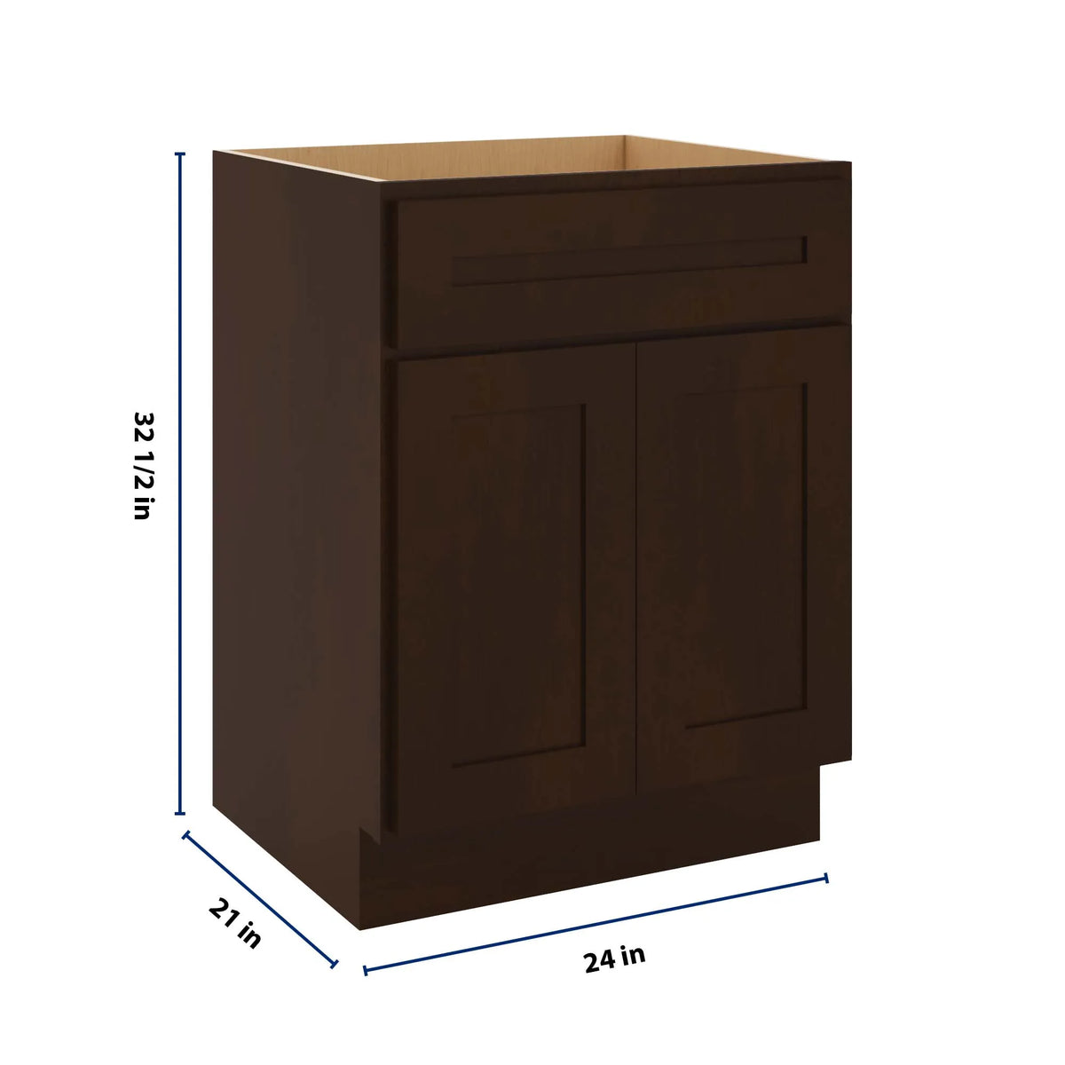 CNC Luxor 5-Piece Espresso 24" W Double Door Vanity Sink Base Cabinet