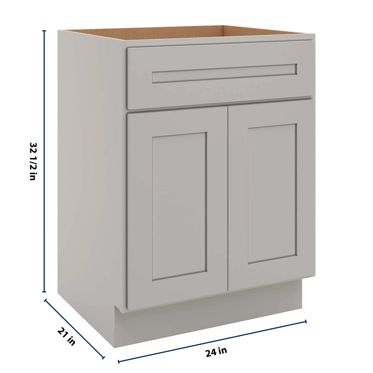 CNC Luxor 5-Piece Misty Grey 24" W Double Door Vanity Sink Base Cabinet