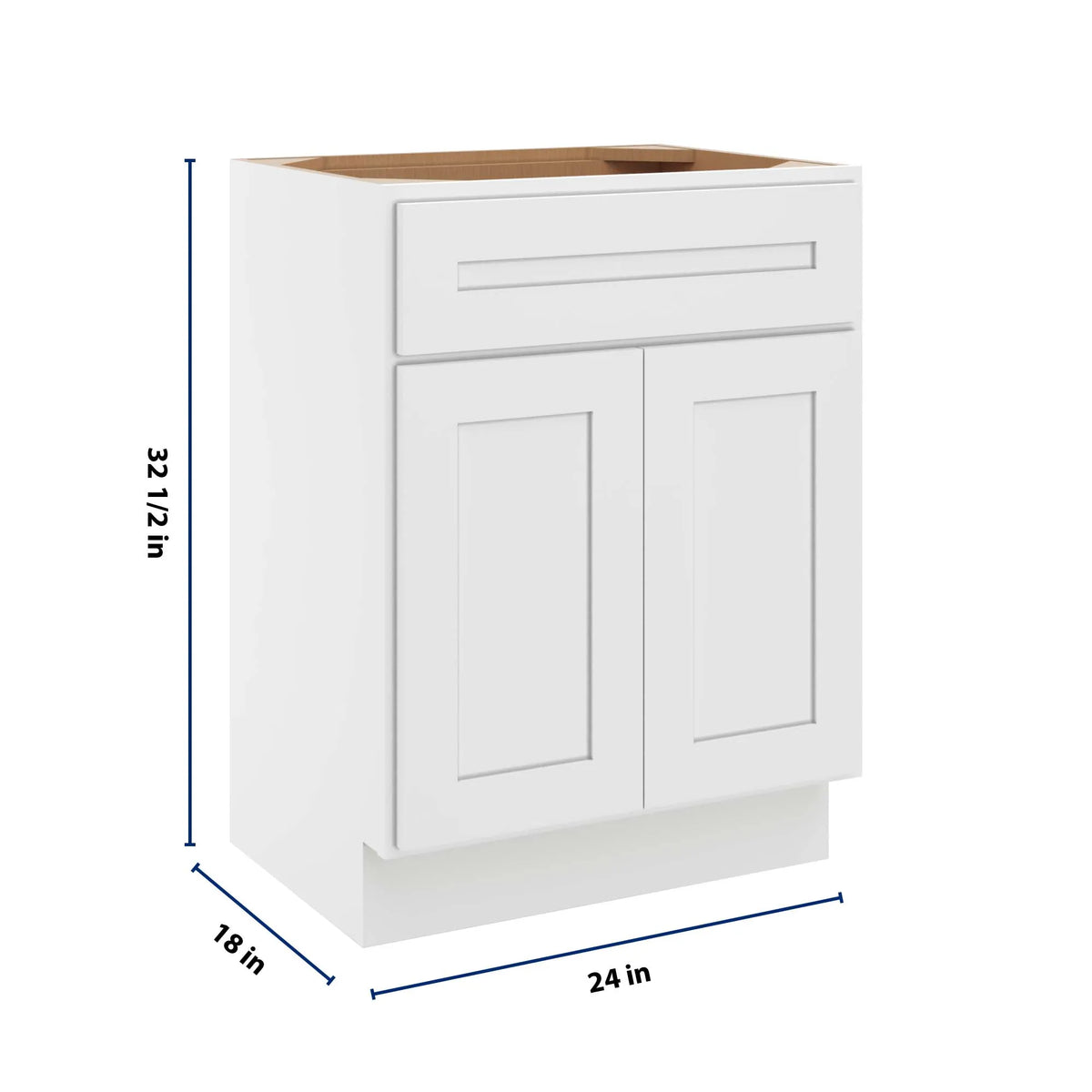 CNC Luxor 5-Piece White 24" W X 18" H Double Door Vanity Sink Base Cabinet