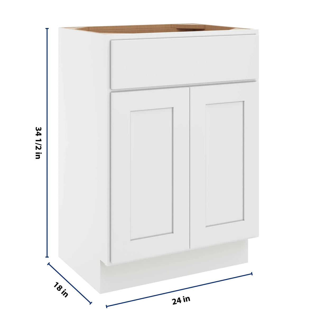 cnc luxor white 24 w x 34 1 2 h x 18 d double door vanity sink base cabinet
