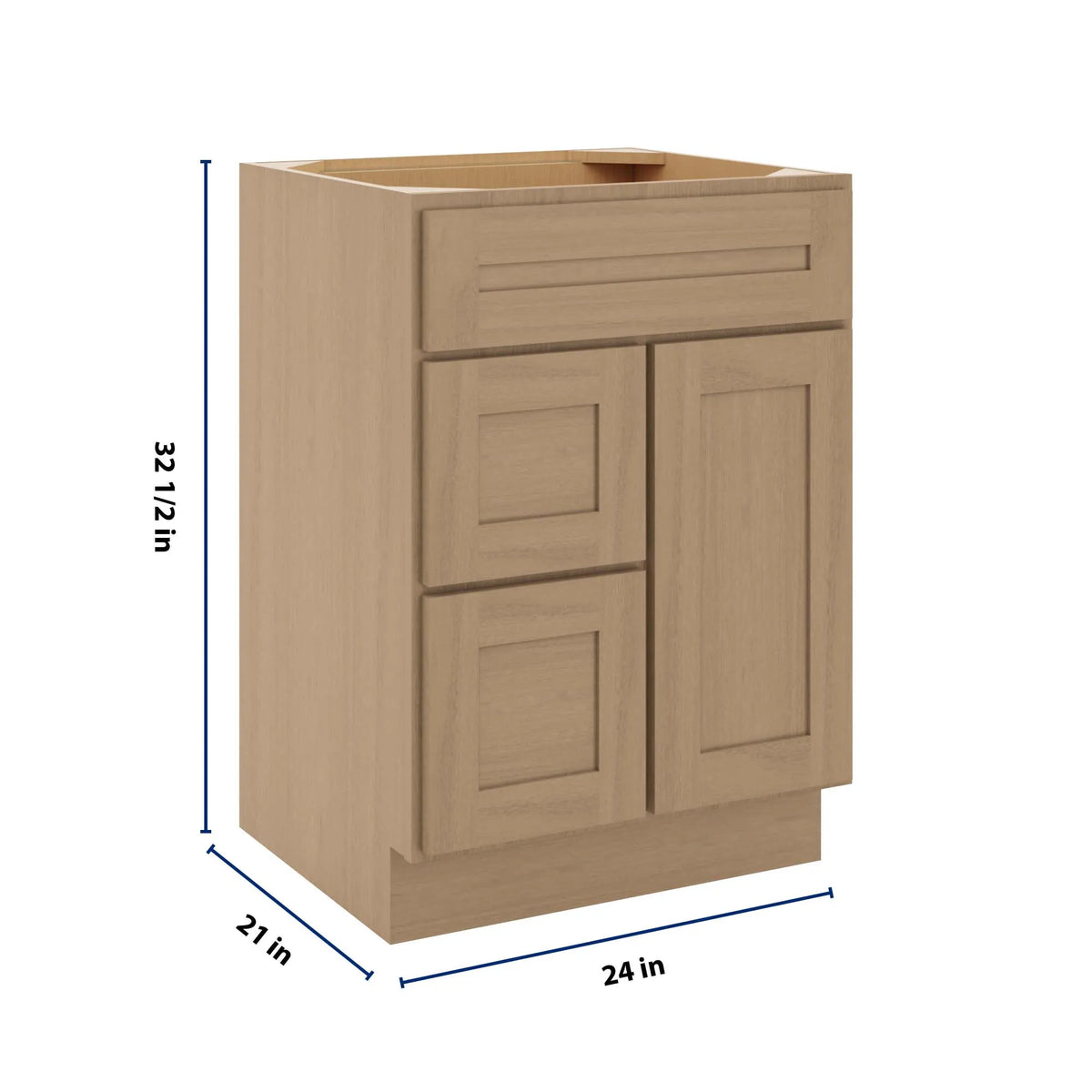 CNC Luxor 5-Piece Harvest 24" W Single Door 2 Drawers Left Vanity Sink Base Cabinet