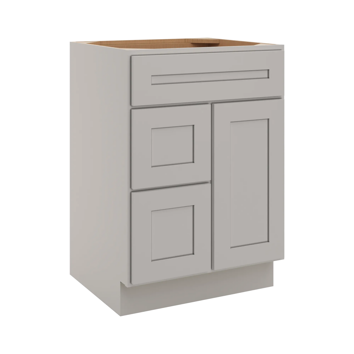 CNC Luxor 5-Piece Misty Grey 24" W Single Door 2 Drawers Left Vanity Sink Base Cabinet