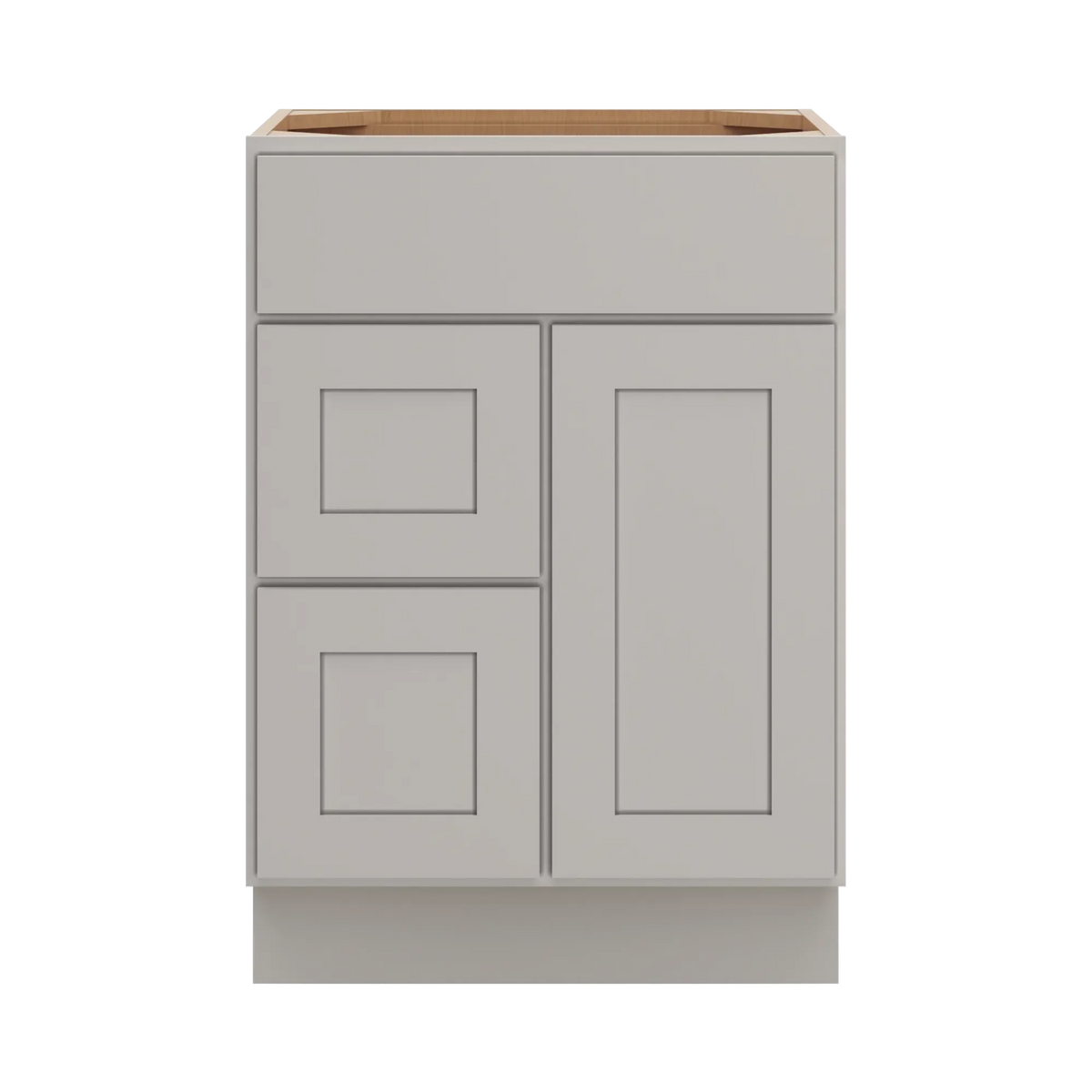 cnc luxor misty grey 24 w single door 2 drawers left vanity sink base cabinet