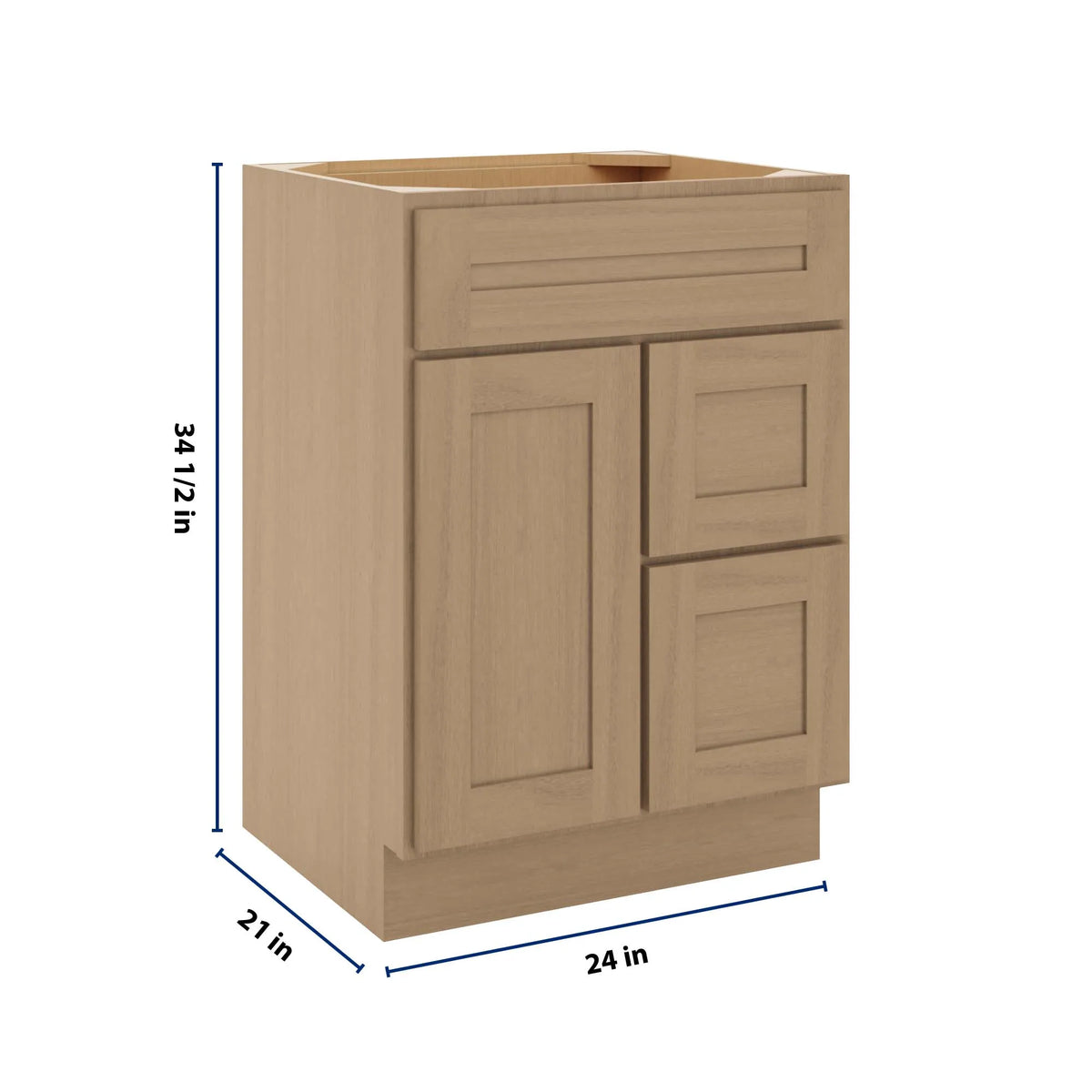 CNC Luxor 5-Piece Harvest 24" W Single Door 2 Drawers Right Vanity Sink Base Cabinet