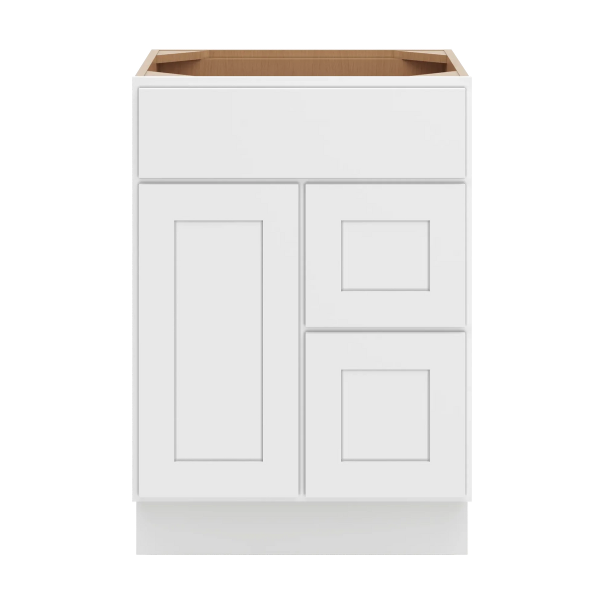 cnc luxor white 24 w single door 2 drawers right vanity sink base cabinet