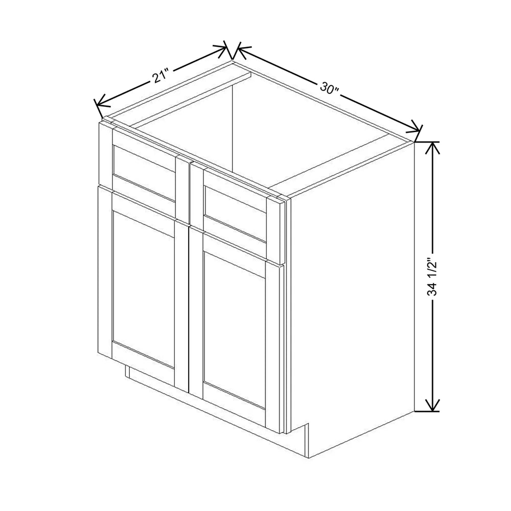 Kitchen Cabinet Distributors Shaker Designer White 5PC Double Door Vanity - 30" W x 34.5" H x 21" D