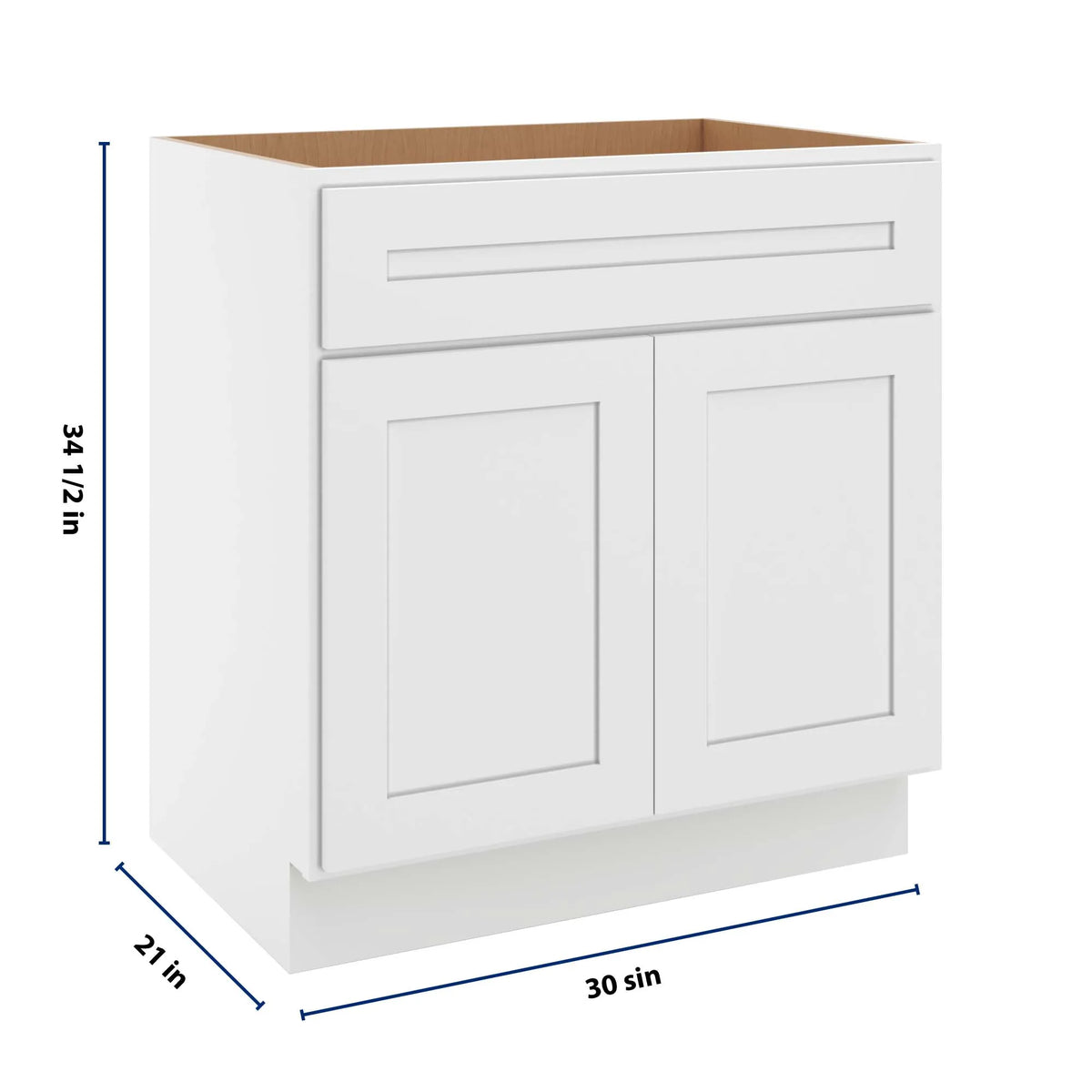 CNC Luxor 5-Piece White 30" W Double Door Vanity Sink Base Cabinet