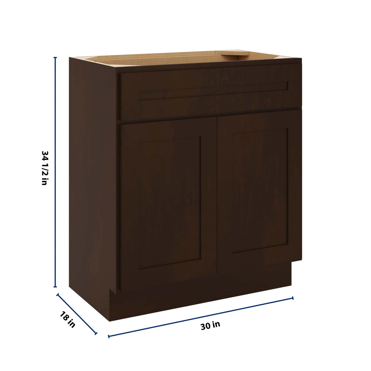 CNC Luxor 5-Piece Espresso 30" W X 34 1/2" H X 18" D Double Door Vanity Sink Base Cabinet