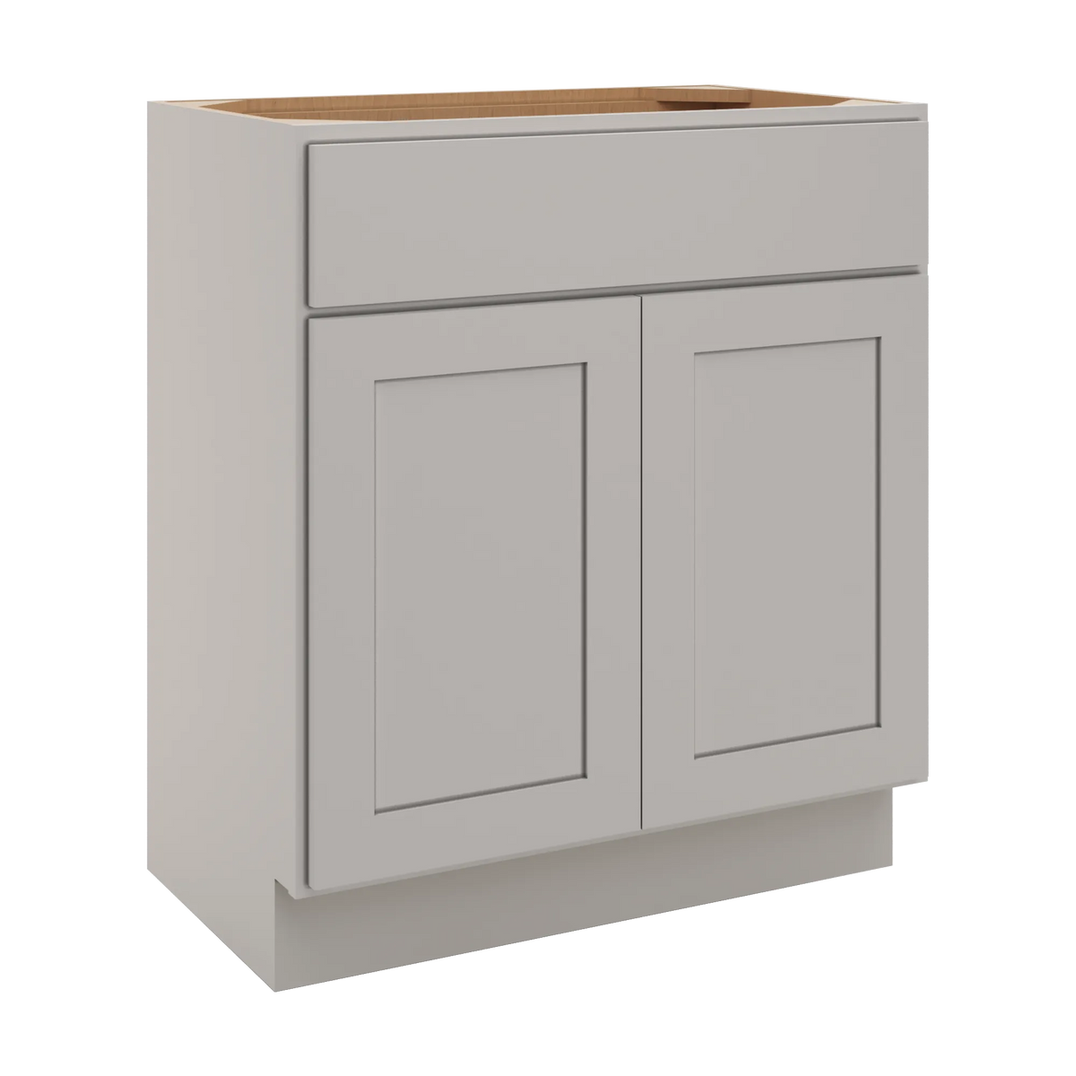 cnc luxor misty grey 30 w x 34 1 2 h x 18 d double door vanity sink base cabinet
