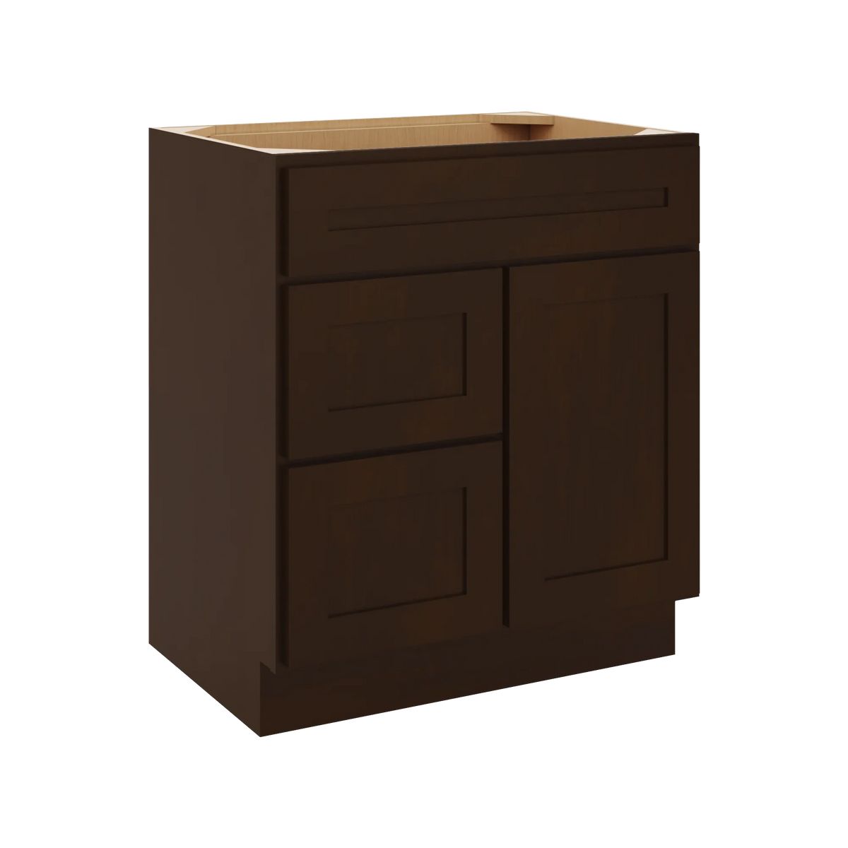 CNC Luxor 5-Piece Espresso 30" W Single Door 2 Drawers Left Vanity Sink Base Cabinet