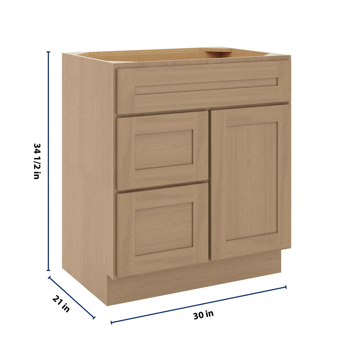 CNC Luxor 5-Piece Harvest 30" W Single Door 2 Drawers Left Vanity Sink Base Cabinet