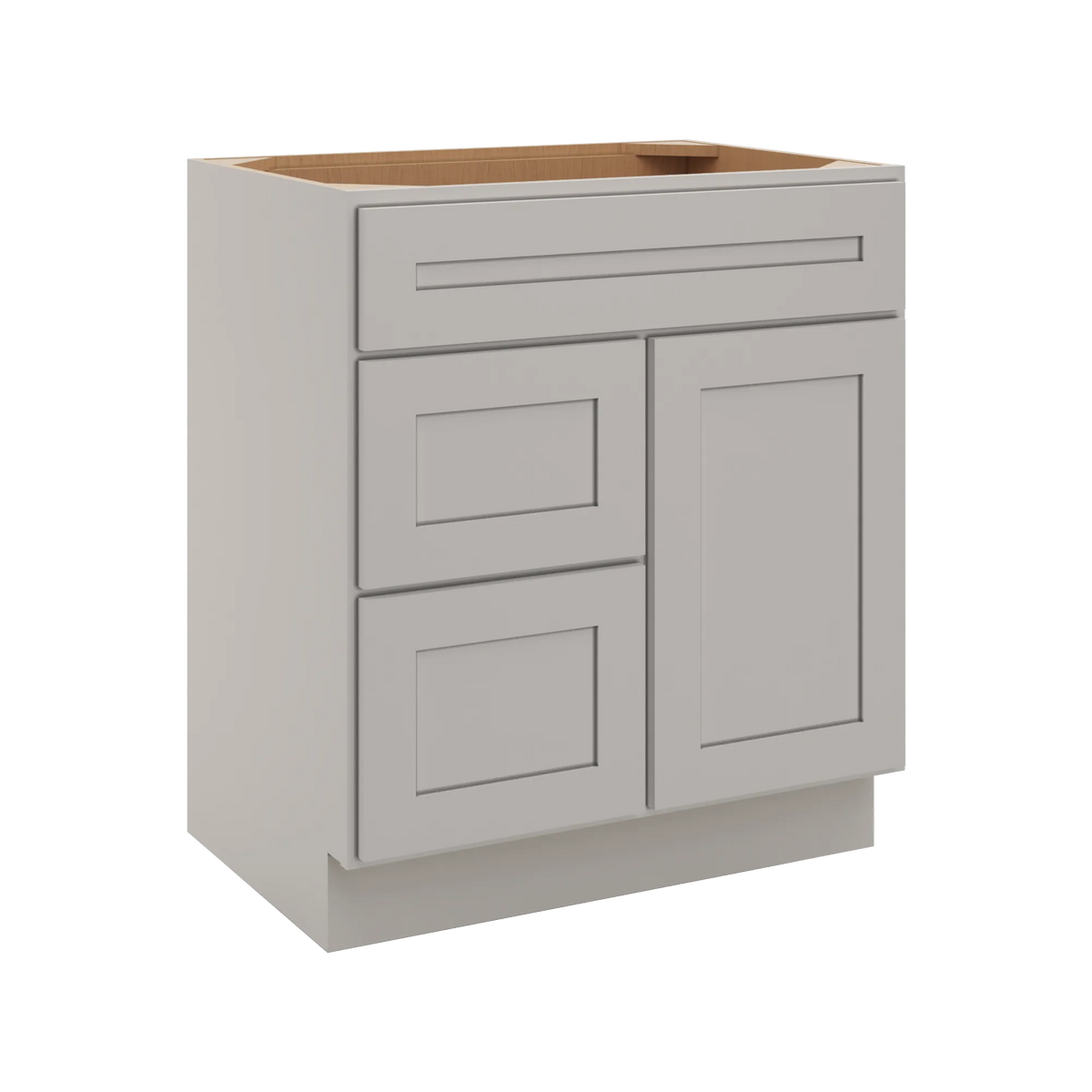 CNC Luxor 5-Piece Misty Grey 30" W Single Door 2 Drawers Left Vanity Sink Base Cabinet