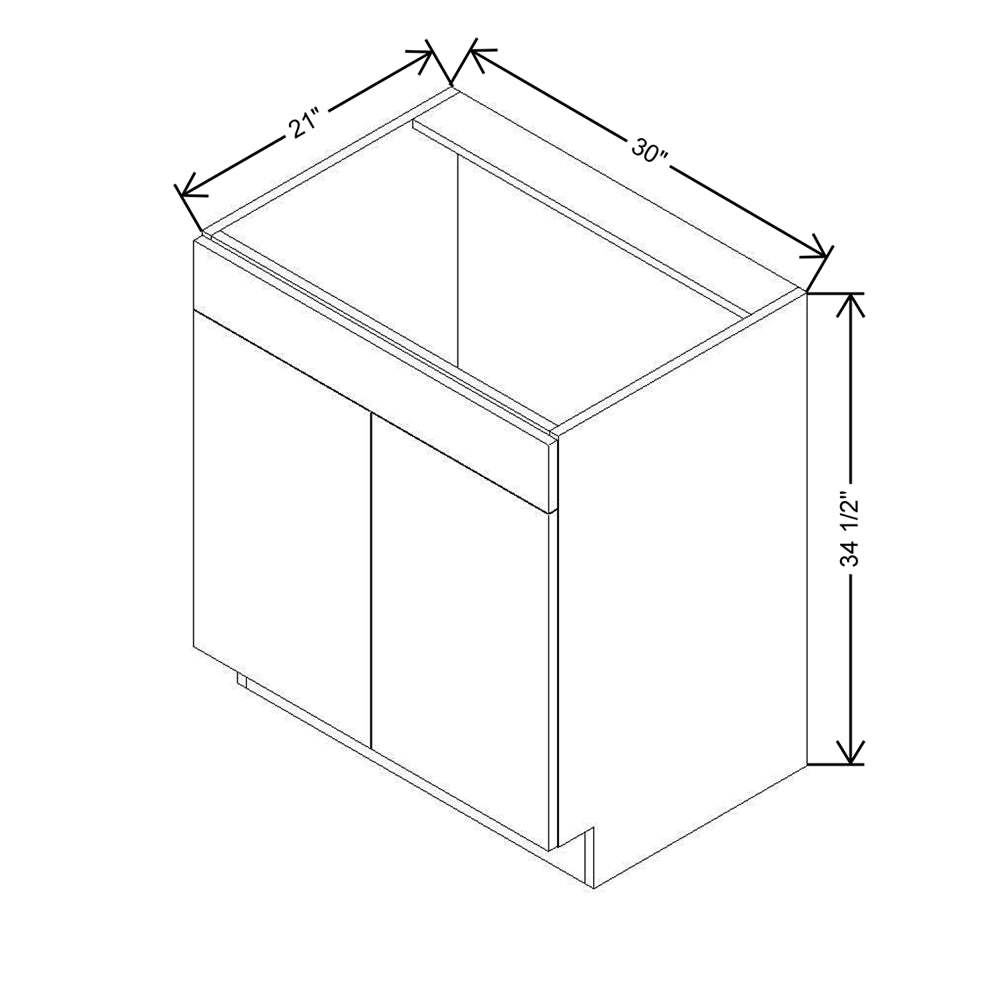 CNC Classic Broadway Cotton 30" W x 34 1/2" H X 21" D Double Door Vanity Sink Base Cabinet