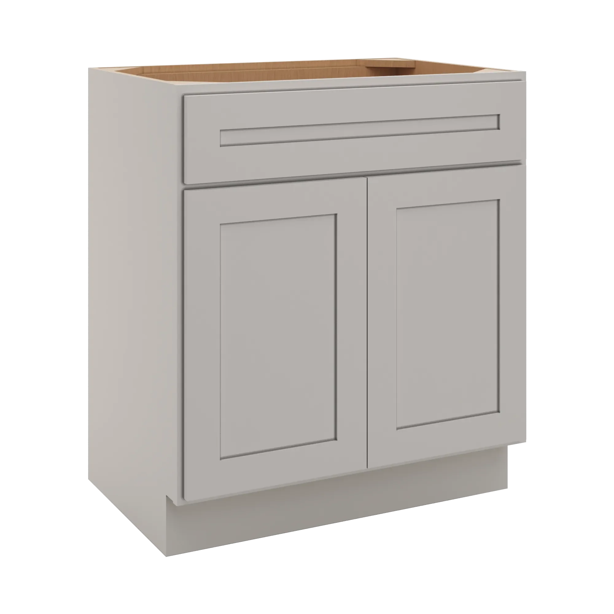 cnc luxor 5 piece misty grey 30 w x 34 1 2 h x 21 d double door vanity sink base cabinet