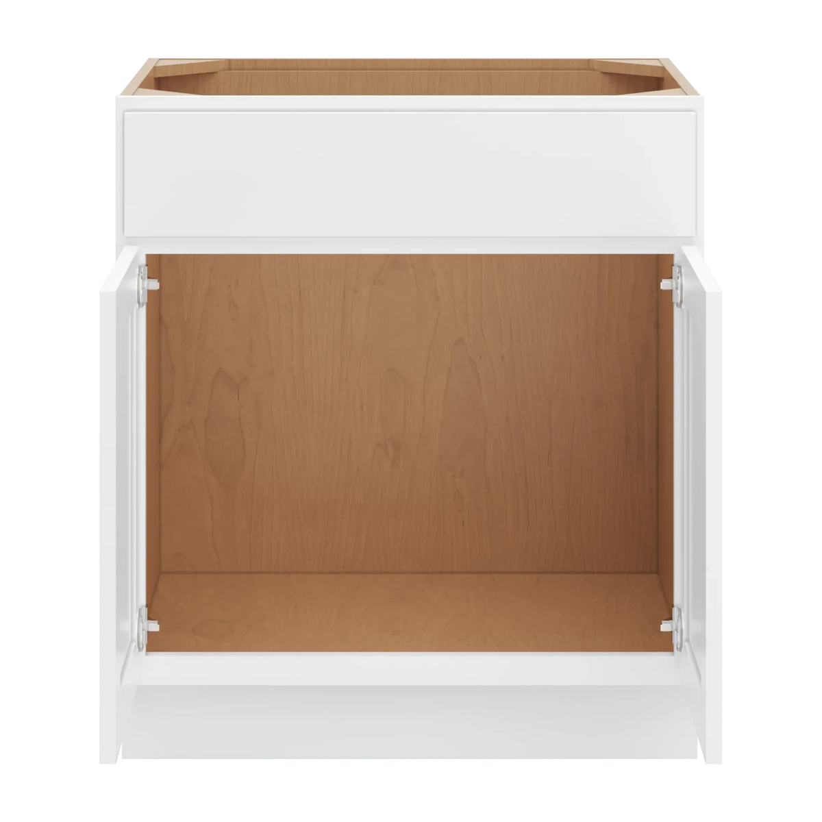 cnc luxor white 30 w x 34 1 2 h x 21 d double door vanity sink base cabinet