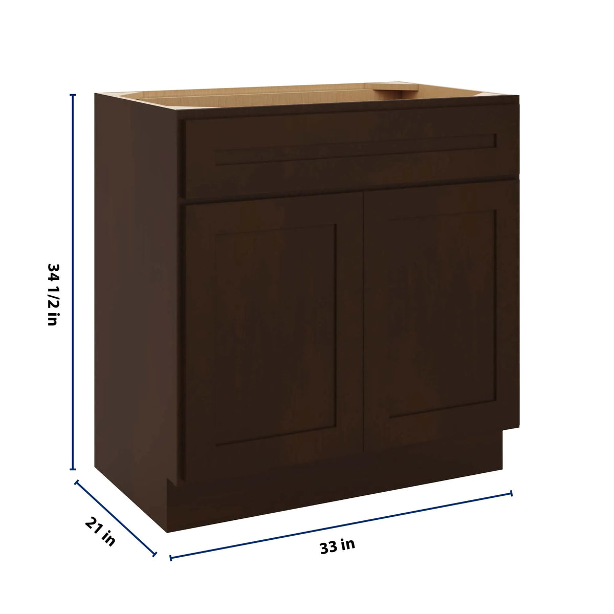CNC Luxor 5-Piece Espresso 33" W X 34 1/2" H X 21" D Double Door Vanity Sink Base Cabinet