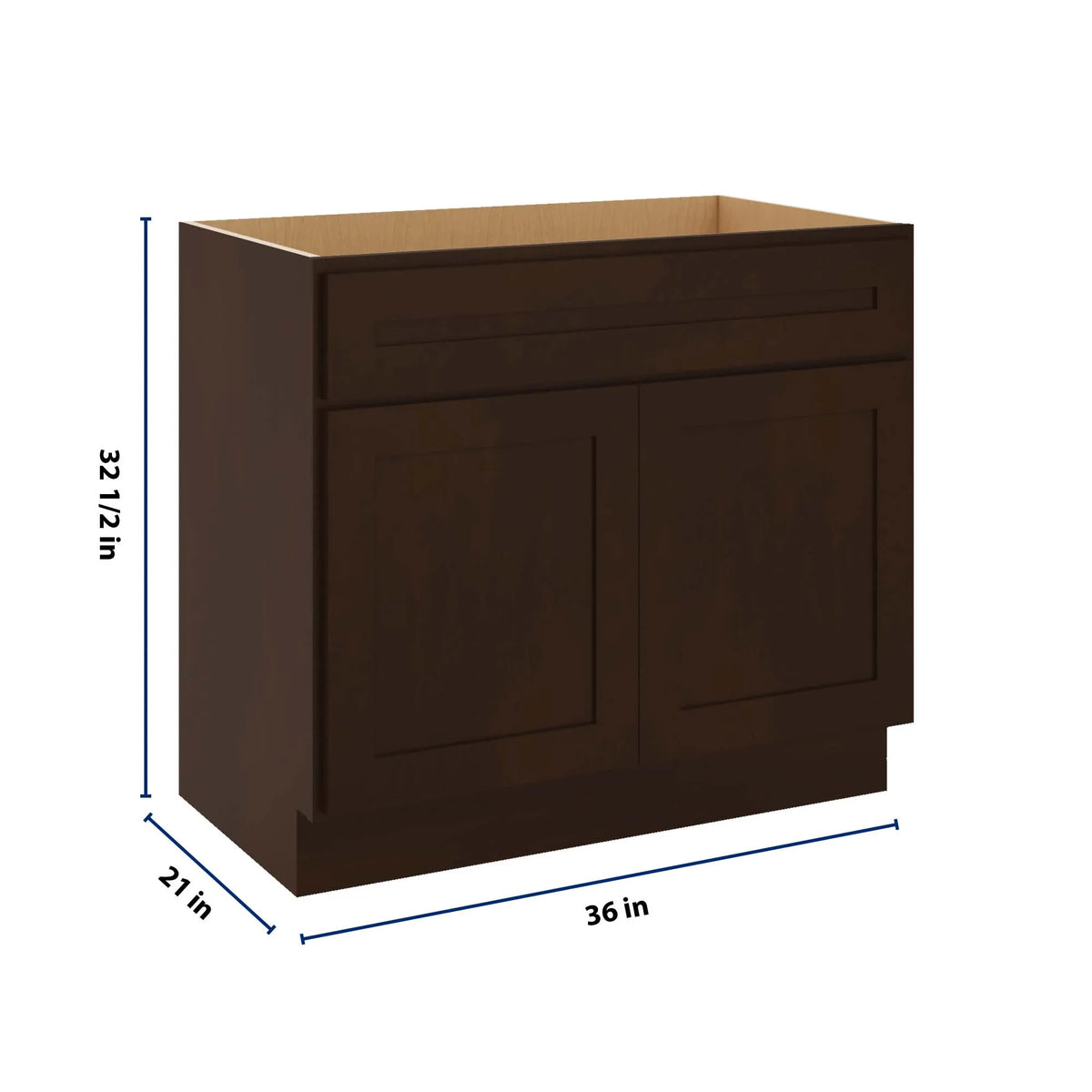 CNC Luxor 5-Piece Espresso 36" W Double Door Vanity Sink Base Cabinet