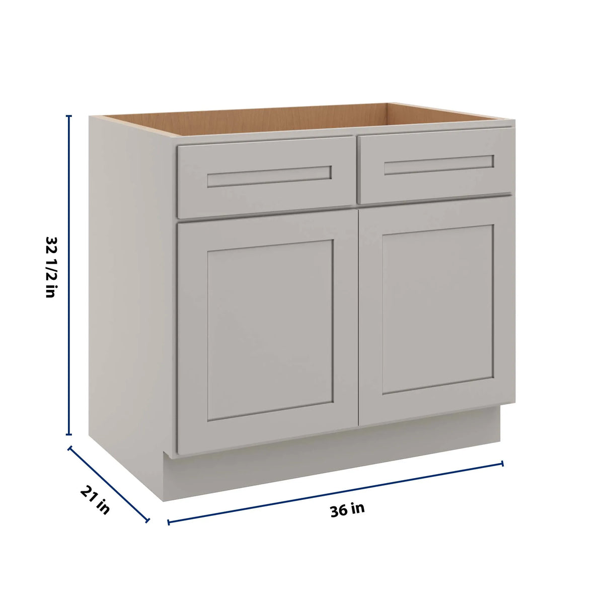 CNC Luxor 5-Piece Misty Grey 36" W Removable Vanity Base Cabinet