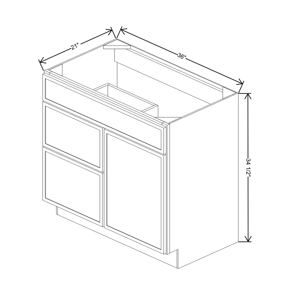 Cubitac Basic Ridgefield Latte 36"W X 21"D Vanity Sink Base With Drawers