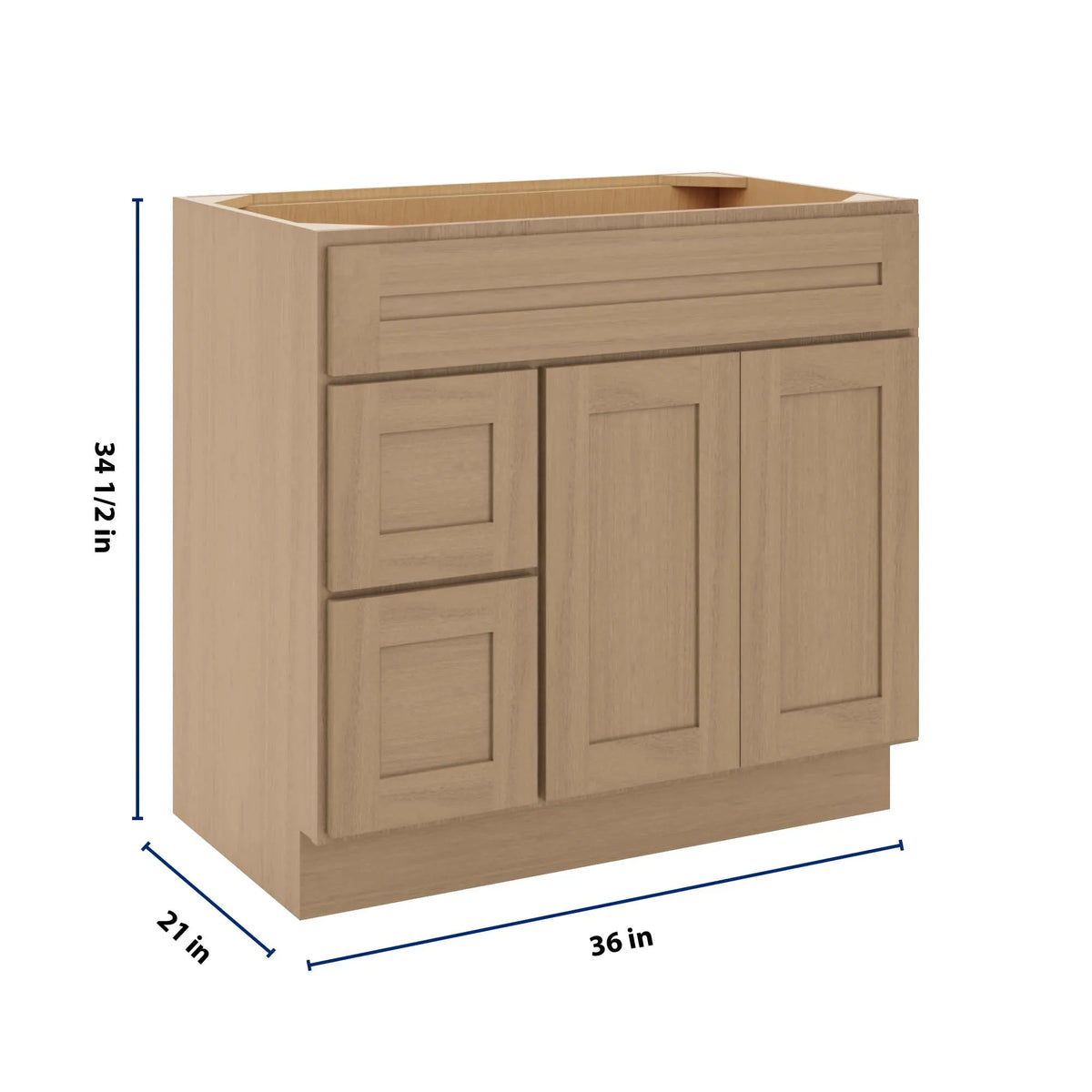 CNC Luxor 5-Piece Harvest 36" W Double Door 2 Drawers Left Vanity Sink Base Cabinet
