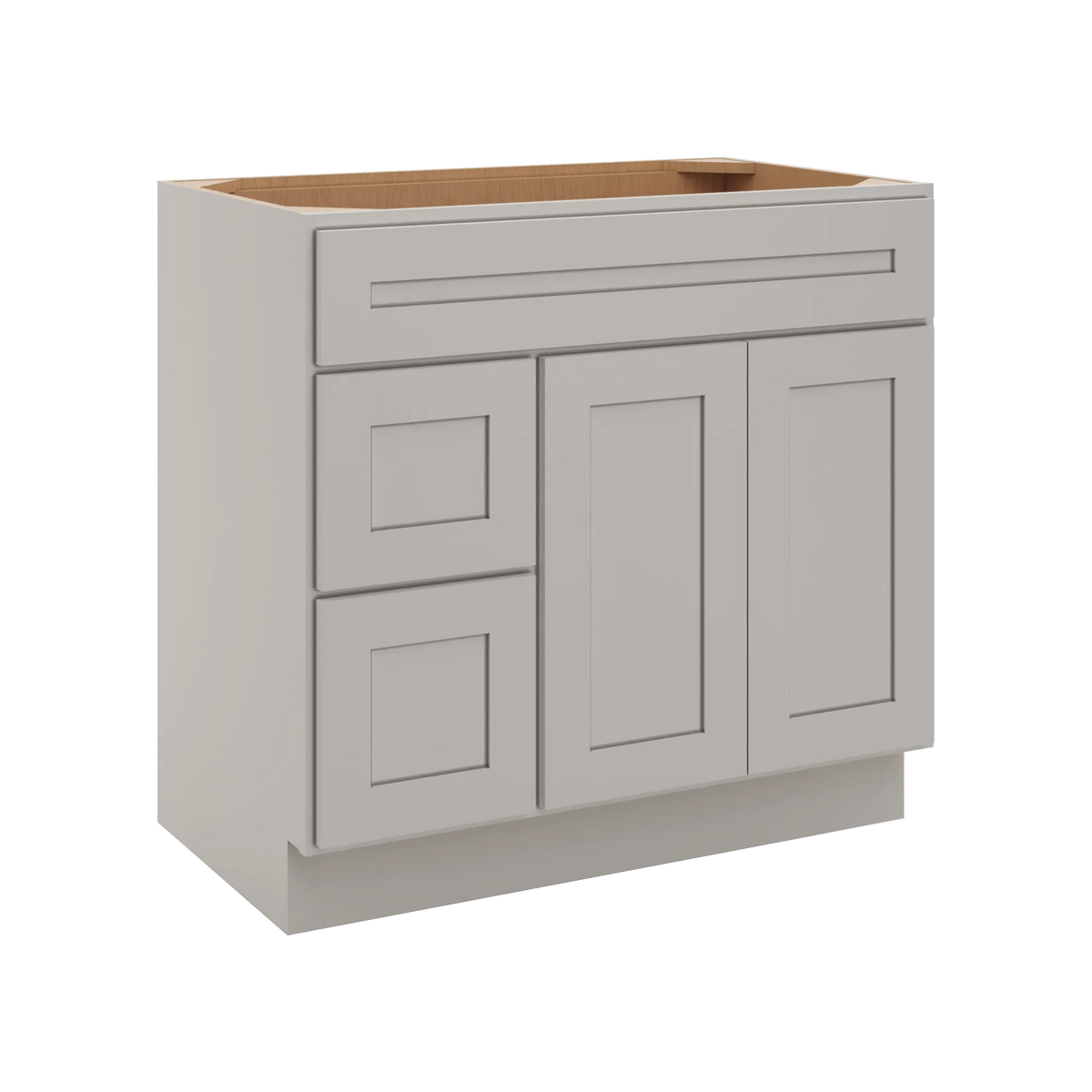 CNC Luxor 5-Piece Misty Grey 36" W Double Door 2 Drawers Left Vanity Sink Base Cabinet