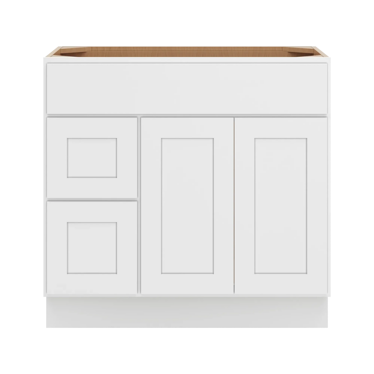 cnc luxor white 36 w double door 2 drawers left vanity sink base cabinet