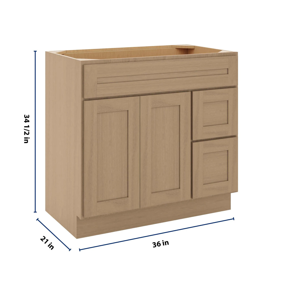 CNC Luxor 5-Piece Harvest 36" W Double Door 2 Drawers Right Vanity Sink Base Cabinet