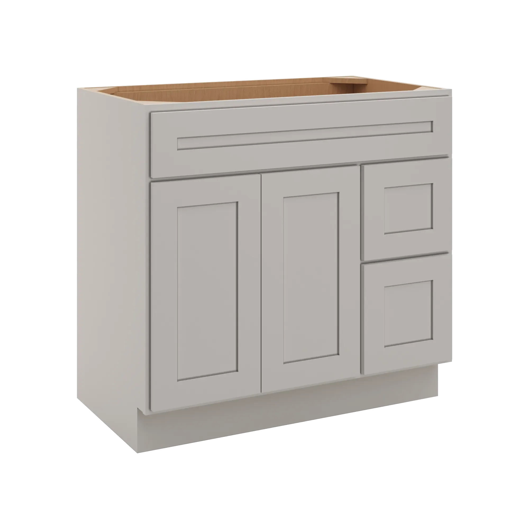 cnc luxor 5 piece misty grey 36 w double door 2 drawers right vanity sink base cabinet