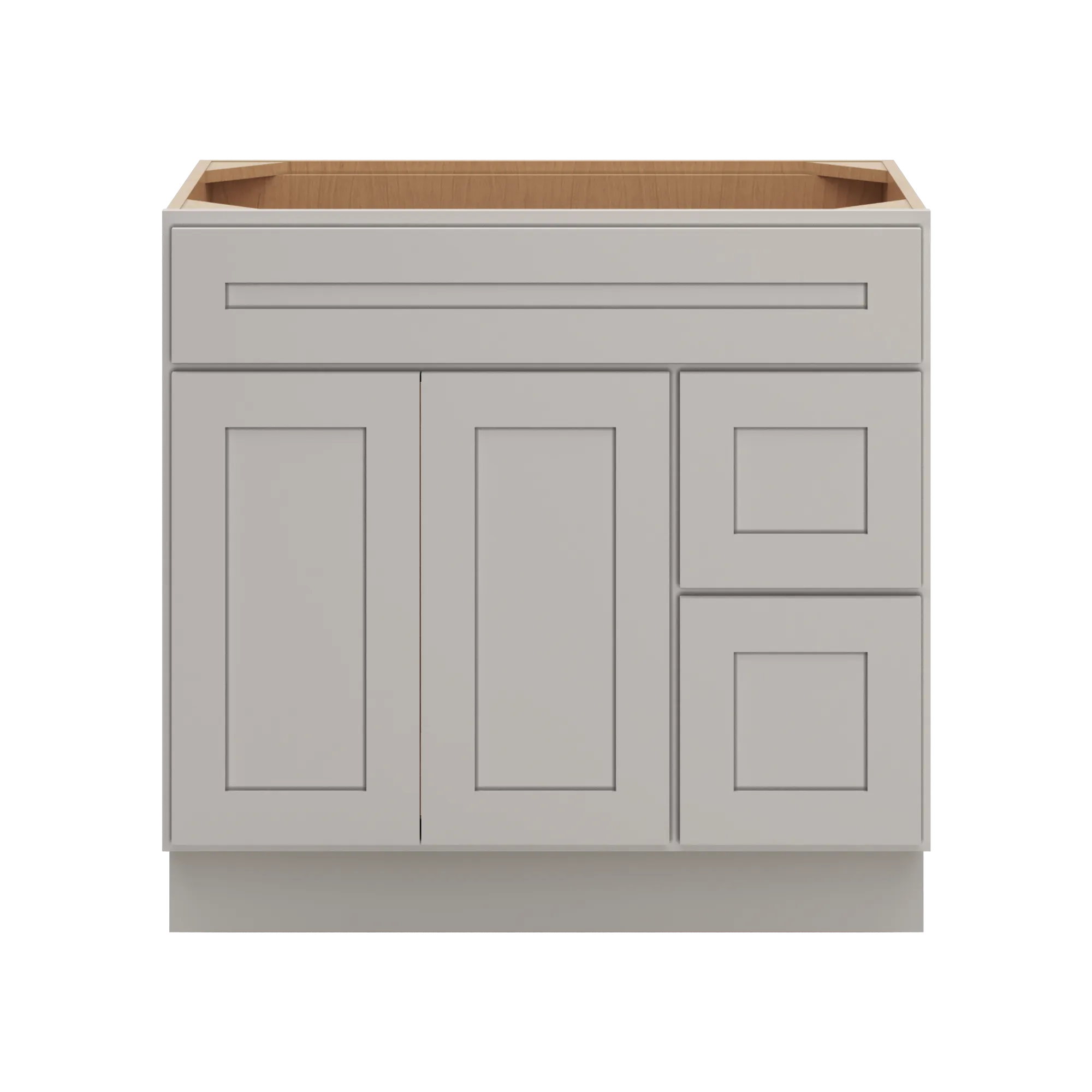 cnc luxor 5 piece misty grey 36 w double door 2 drawers right vanity sink base cabinet