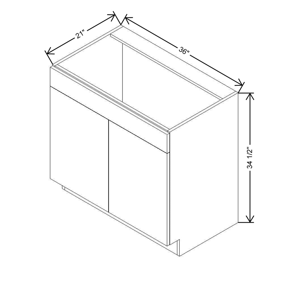 CNC Classic Broadway Cotton 36" W x 34 1/2" H X 21" D Double Door Vanity Sink Base Cabinet