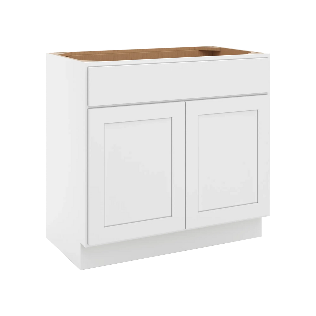 cnc luxor white 36 w x 34 1 2 h x 21 d double door vanity sink base cabinet